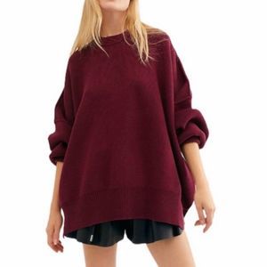 Free People | Sweaters | Free People Ribbed Mock Neck Pullover Sweater  Tunic Oversized Medium | Poshmark